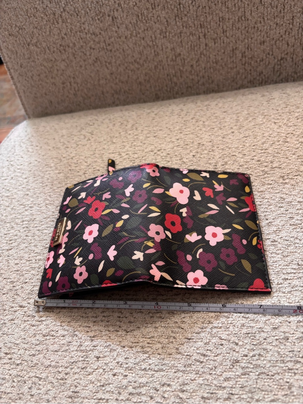 kate spade Black Floral Zip Around Wallet with Pink & Red Blooms - Picture 10 of 12